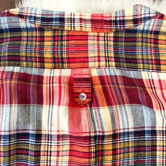 Honey Punch 3/4 Sleeve Fall Colored V-neck 3/4 button down front blouse Size S - Picture 9 of 10